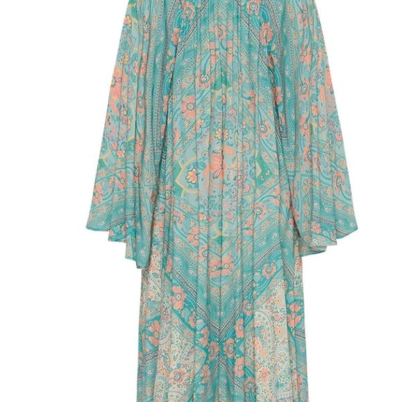 FARRAH HALF MOON GOWN Aqua - Picture 3 of 10